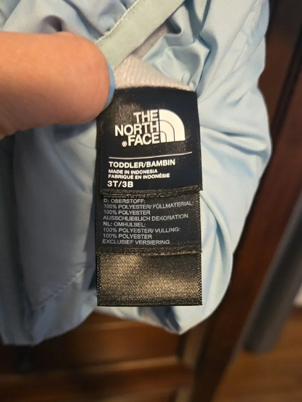 The North Face Light Blue Kids Hooded Puffer Jacket